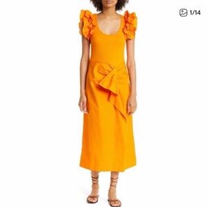 Like new Ulla Johnson Vibrant Orange (Marigold) Midi Dress in Medium.